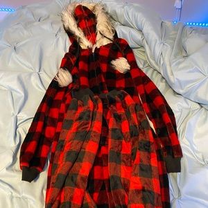 Christmas Hoodie Onesie ~  Plaid ~ Medium